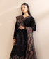 Women's Unstitched Cotton Karandi Embroidered Black 3 Piece Suit